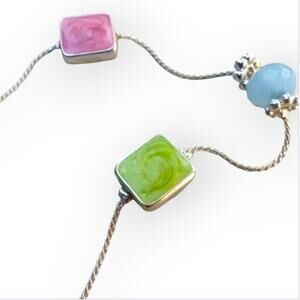 Pastel accent silver tone necklace